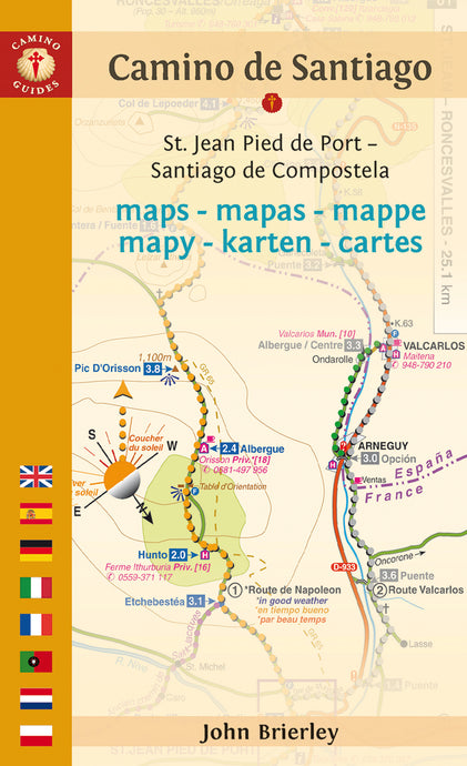 Camino de Santiago Maps: St. Jean - Ronscevalles - Santiago, by John Brierley